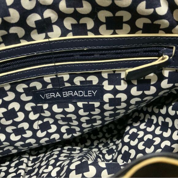 VERA BRADLEY Drawstring Backpack In Navy Blue Faux Leather Vegan - Picture 8 of 12